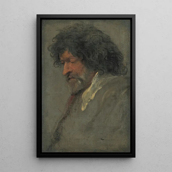 Study of a Man's Head - Antoine van Dyck — framed artwork on a wall
