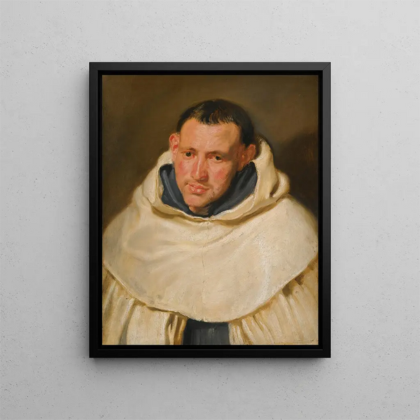 Portrait of a Carmelite monk head and shoulders - Antoine van Dyck — framed artwork on a wall