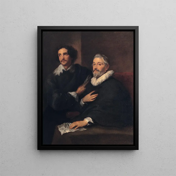 Portrait of the engravers Pieter De Jode the Elder and Pieter De Jode the Younger - Antoine van Dyck — framed artwork on a wall
