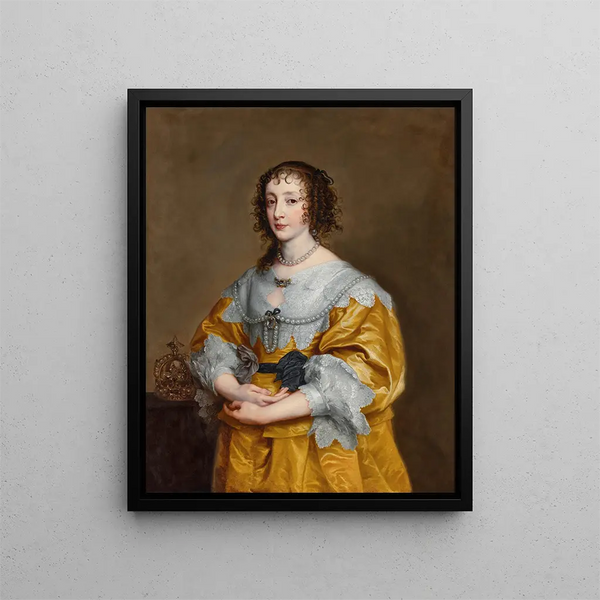 Portrait of Queen Henriette Marie - Antoine van Dyck — framed artwork on a wall