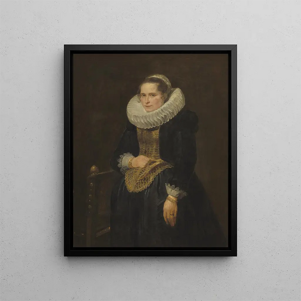 Portrait of a Flemish lady - Antoine van Dyck — framed artwork on a wall