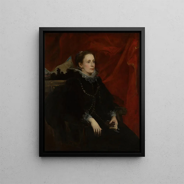 Portrait of a woman called the Marquise Durazzo - Antoine van Dyck — framed artwork on a wall