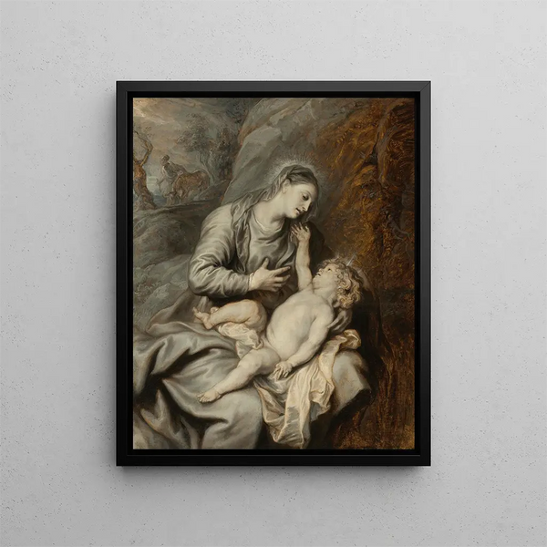 Repos pendant la fuite en Égypte - Antoine van Dyck — framed artwork on a wall