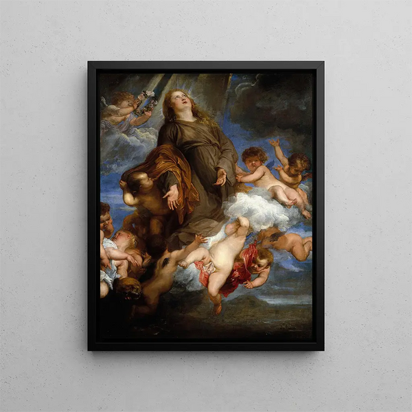 Sainte Rosalie interceding for the plague victims of Palermo - Antoine van Dyck — framed artwork on a wall