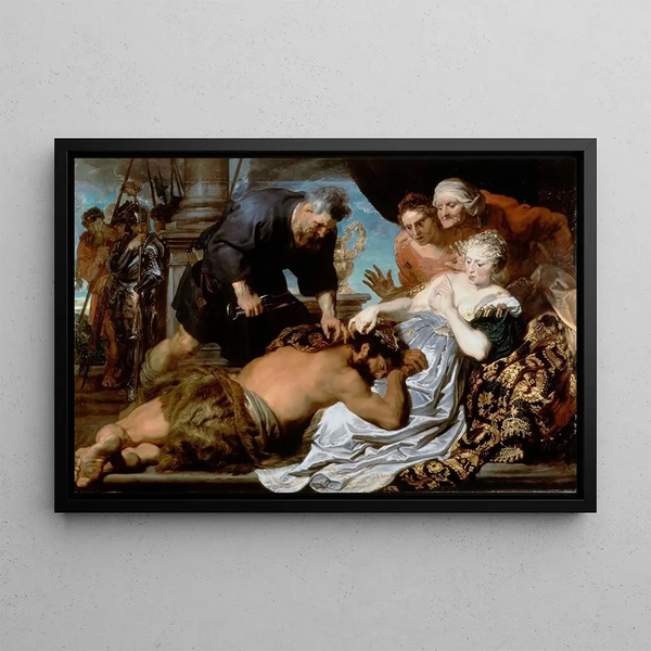 Samson and Delilah - Antoine van Dyck — framed artwork on a wall