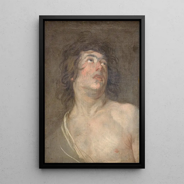 Study of a Young Man Looking Up Saint Sebastian - Antoine van Dyck — framed artwork on a wall