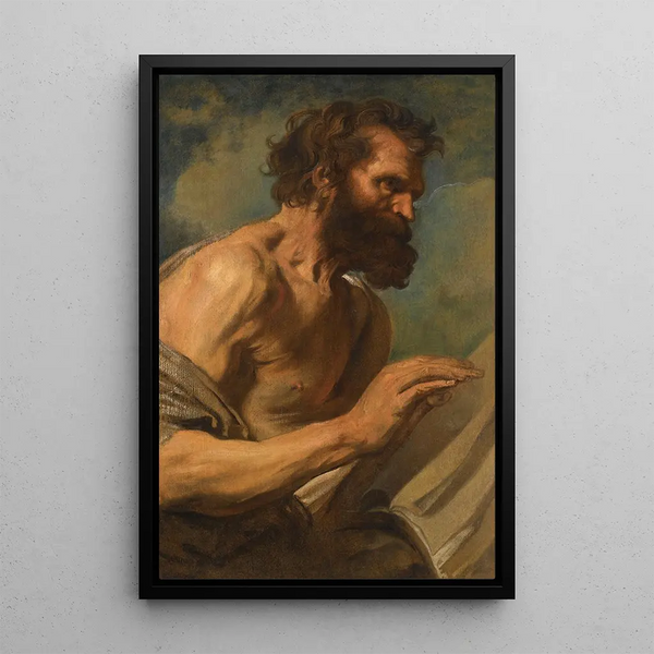 Study of a bearded man with raised hands - Antoine van Dyck — framed artwork on a wall