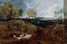 Landscape painting of the sunset with a shepherd and his flock - Antoine van Dyck — artwork view