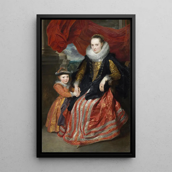 Susanna Fourment and her daughter - Antoine van Dyck — framed artwork on a wall