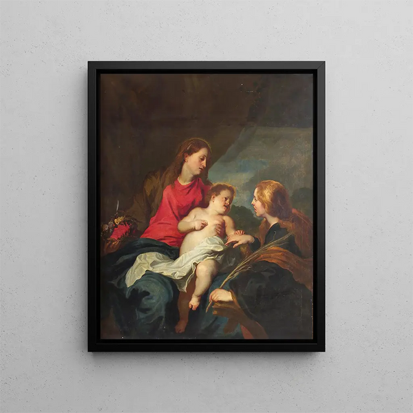 The Mystic Marriage of Saint Catherine of Alexandria - Antoine van Dyck — framed artwork on a wall