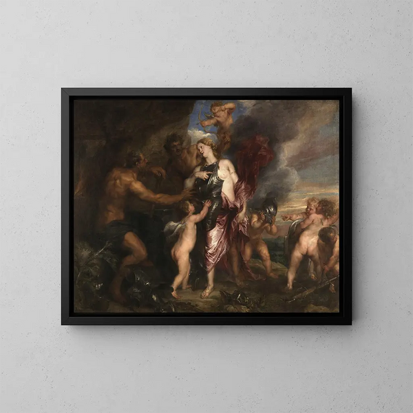 Thétis receives Achilles' new armor in Vulcan's workshop - Antoine van Dyck — framed artwork on a wall