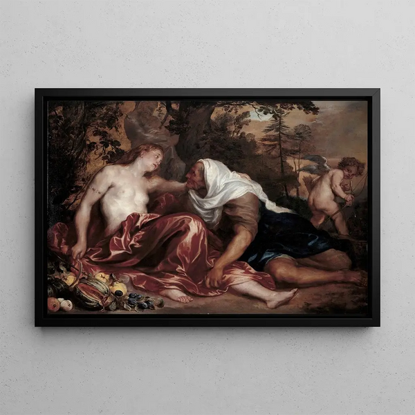Vertumne et Pomone - Antoine van Dyck — framed artwork on a wall
