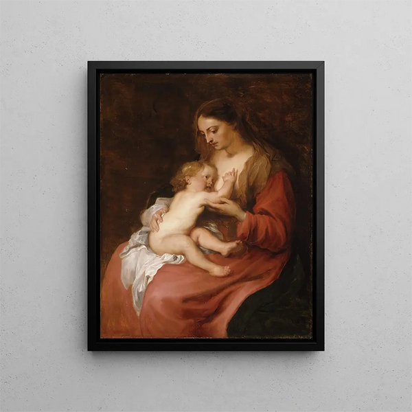 Virgin and Child Painting - Antoine van Dyck — framed artwork on a wall