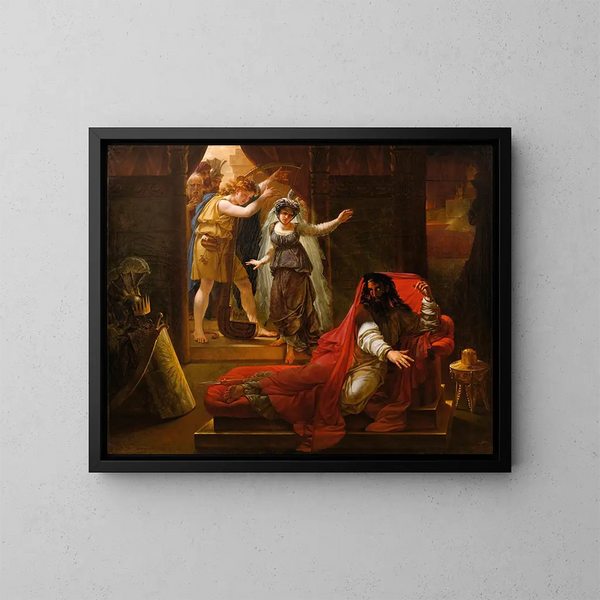 David playing the harp for King Saul - Antoine-Jean Gros — framed artwork on a wall
