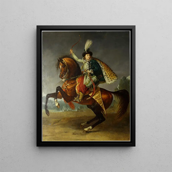 Horse Portrait Painting of Prince Boris Youssoupov - Antoine-Jean Gros — framed artwork on a wall