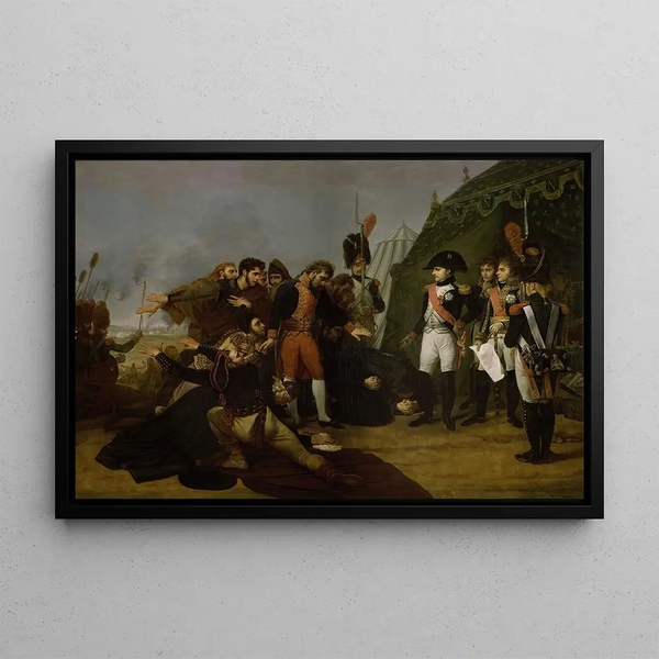Napoleon accepts the surrender of Madrid on December 4, 1808 - Antoine-Jean Gros — framed artwork on a wall