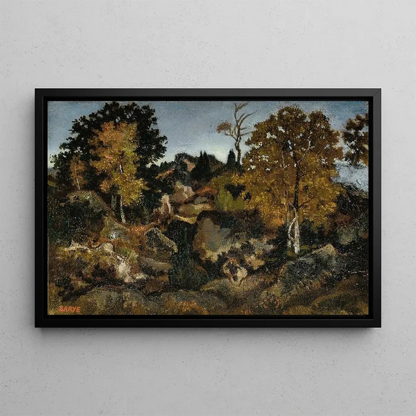 Rochers à Fontainebleau - Antoine-Louis Barye — framed artwork on a wall