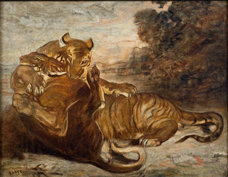 Two tigers playing - Antoine-Louis Barye — artwork view