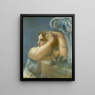 Head of a Woman with a Capital - Antoine Bourdelle — framed artwork on a wall