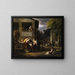 a Blind Beggar and Little Boy in front of a Lady's House - Antoine Branger — framed artwork on a wall