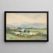 a vast landscape with a fortified building on a hill in the background - Antoine Chintreuil — framed artwork on a wall