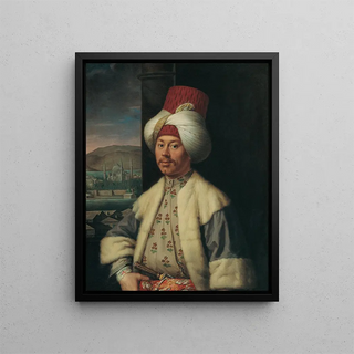 a European in Turkish costume - Antoine De Favray — framed artwork on a wall