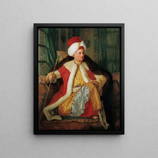 Portrait painting of Charles Gravier, Count of Vergennes and French ambassador in Turkish attire - Antoine De Favray — framed artwork on a wall
