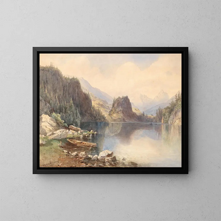 Mountain Lake Painting - Anton Altmann — framed artwork on a wall