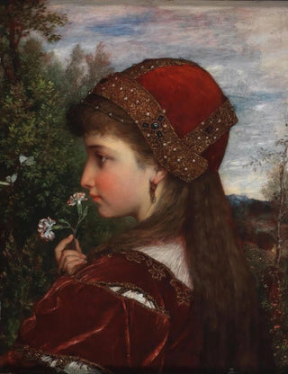 a girl in profile with carnations - Anton Bertzik — artwork view