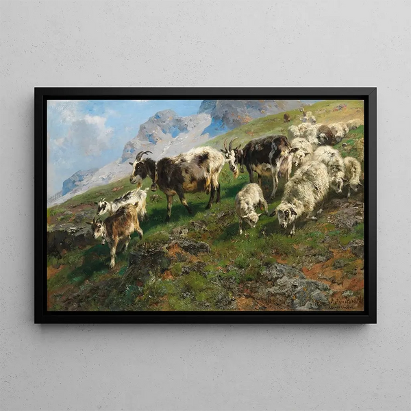 Almabtrieb - Anton Braith — framed artwork on a wall