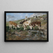 Young cattle at the Klausen Pass - Anton Braith — framed artwork on a wall