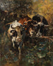 Khe dans le pâturage forestier - Anton Braith — artwork view