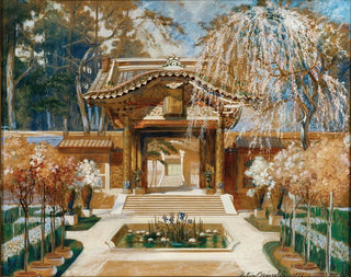 Conception de scène d'un temple japonais et d'un arbre en fleurs - Anton Brioschi — artwork view