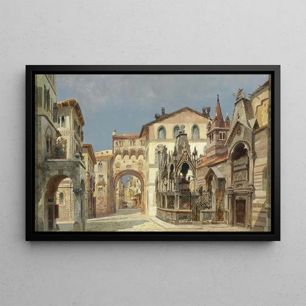 Tombs of Scaliger in Verona - Anton Brioschi — framed artwork on a wall
