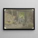 a rural barnyard in front of the open door, a woman busy at the laundry - Anton Burger — framed artwork on a wall