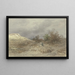 Path hollow with flock of sheep near Kelsterbach - Anton Burger — framed artwork on a wall