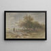 Landscape with Hunter and Peasant Plowing - Anton Burger — framed artwork on a wall