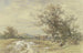Landscape painting with large tree and wooden cart - Anton Burger — artwork view