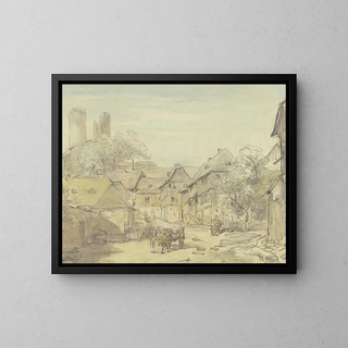 Oberreifenberg with Reifenberg Castle - Anton Burger — framed artwork on a wall