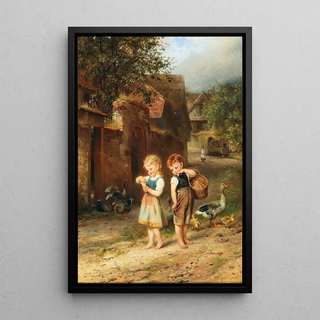 Feeding the Ducks - Anton Dieffenbach — framed artwork on a wall