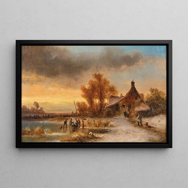 Snowy Pond at Sunset - Anton Doll — framed artwork on a wall