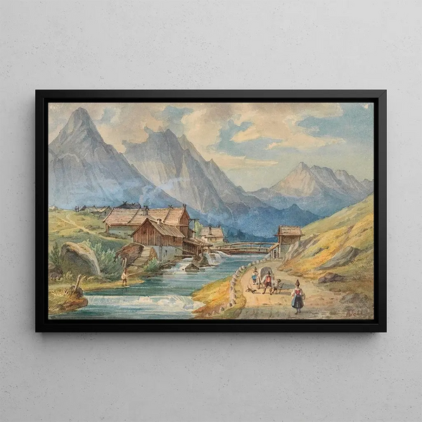 Mountain Stream Village - Anton Doll — framed artwork on a wall