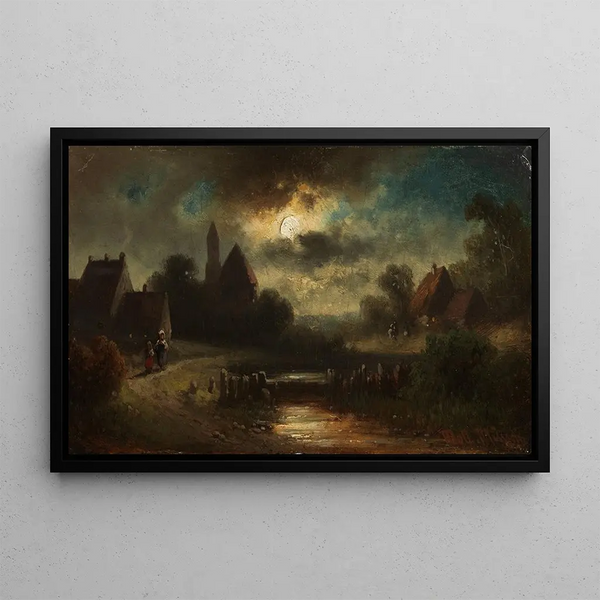 View of Village at Dusk - Anton Doll — framed artwork on a wall