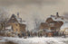 lively scene in a snowy village in winter - Anton Doll — artwork view