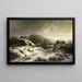 Snowy Village Landscape Painting - Anton Doll — framed artwork on a wall