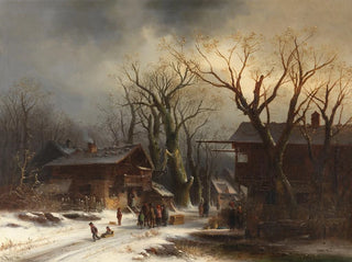 Snowy Village Painting - Anton Doll — artwork view