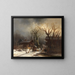Snowy Village Painting - Anton Doll — framed artwork on a wall