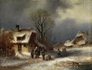 Village scene in winter - Anton Doll — artwork view