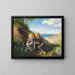Les deux jumelles assises dans une dune avec un tricot - Anton Dorph — framed artwork on a wall