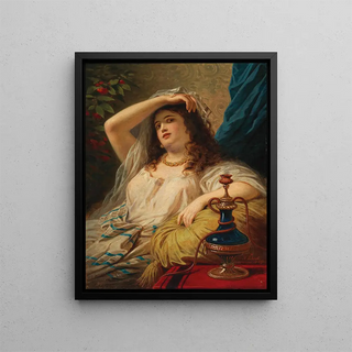 Une odalisque avec une pipe à eau - Anton Ebert — framed artwork on a wall